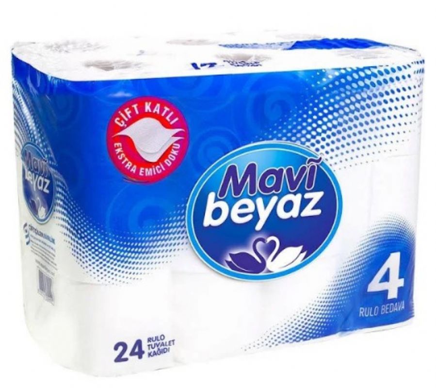 Mavi Beyaz Çift Kat Tuvalet Kağıdı 24'lü